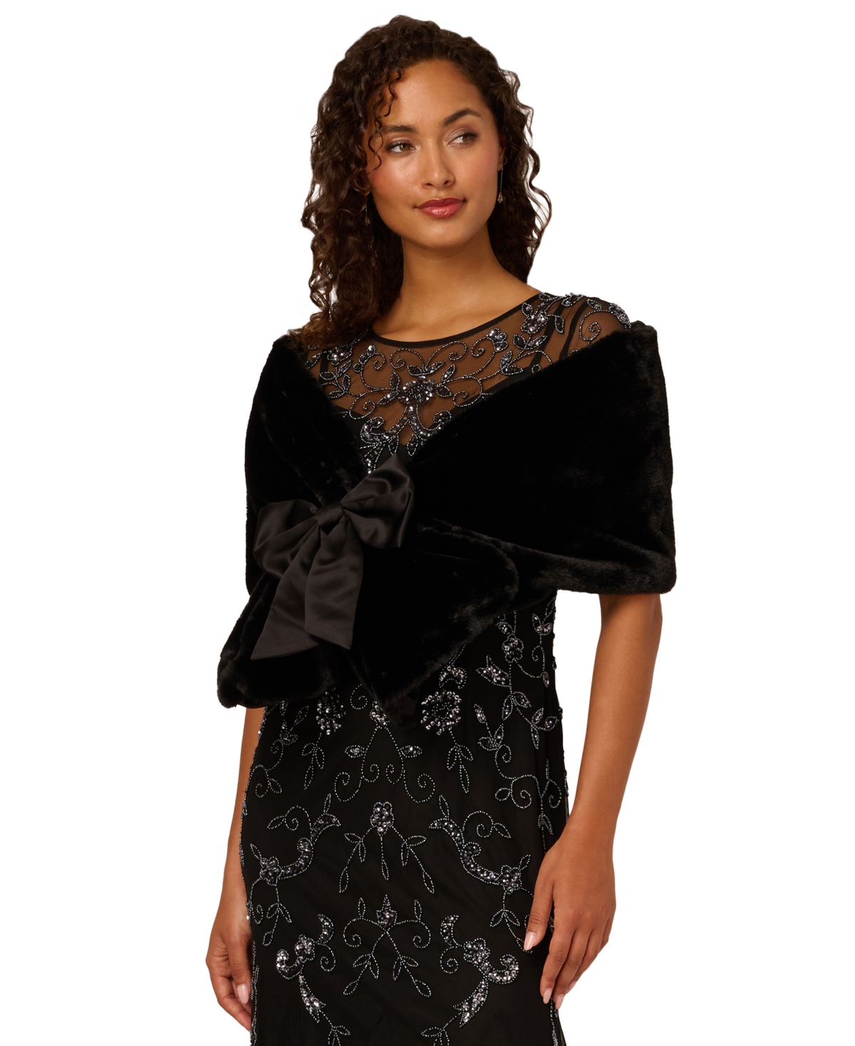 Adrianna Papell Women's Crewneck Blow Coverup Jacket In Black