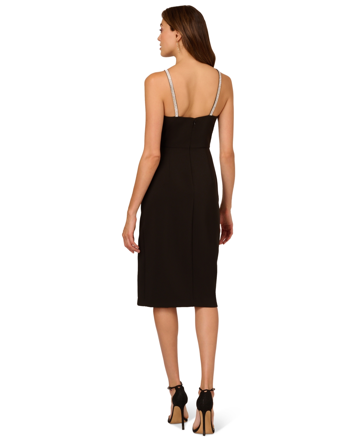 Adrianna Women's Stretch Halter Neck Midi Dress In Black