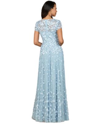 Women's 3D floral embellished cap sleeve gown