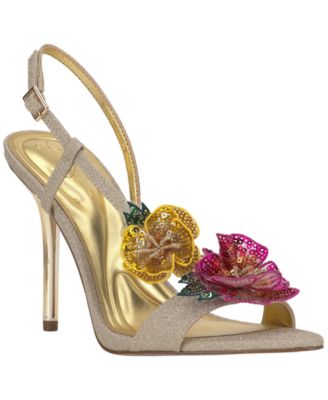 Women's Nivory Sequin Flowers Stiletto Sandals