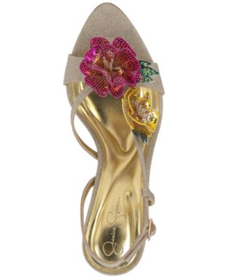 Women's Nivory Sequin Flowers Stiletto Sandals