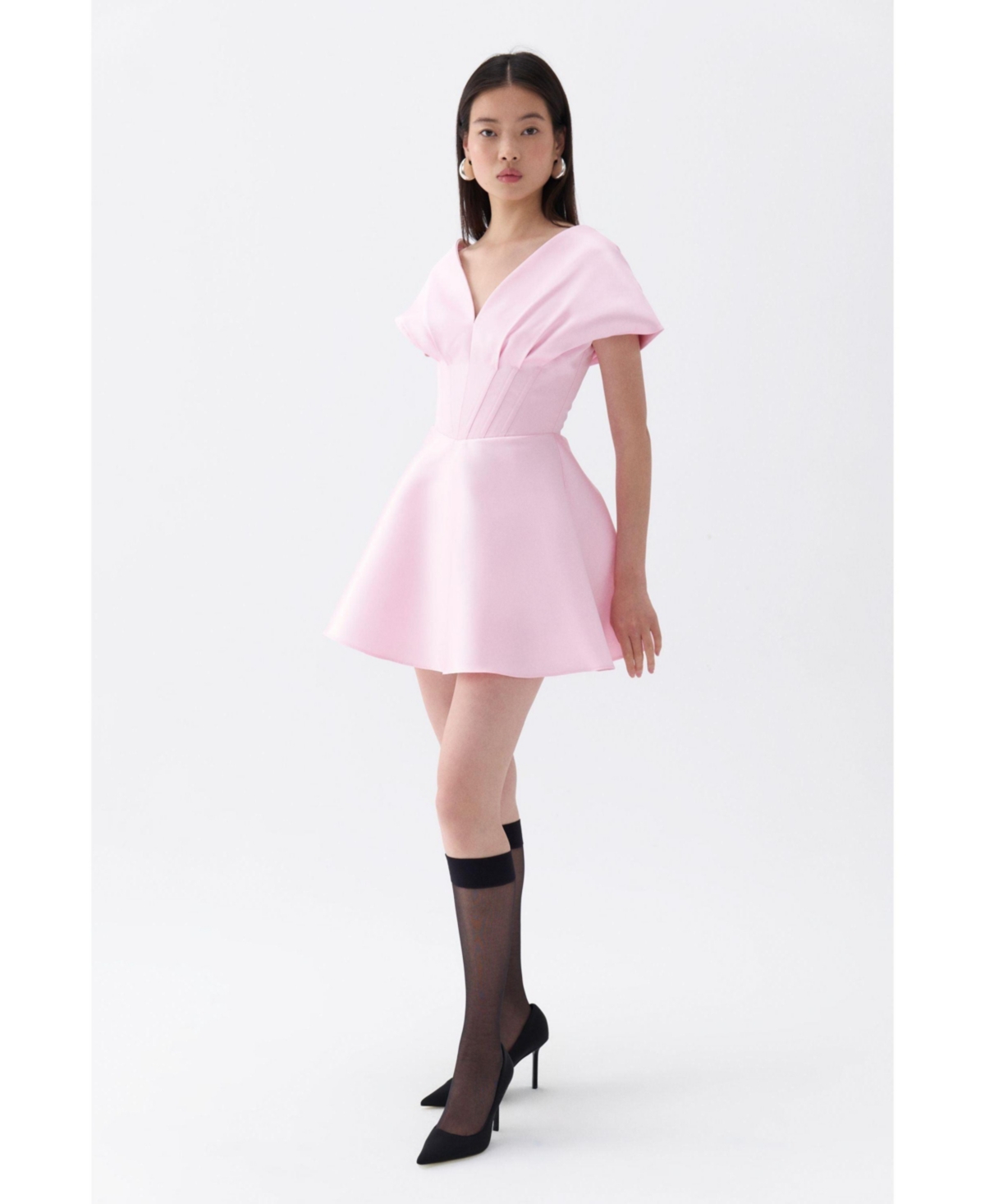 Nocturne Women's Mini Dress with Waist Corset Detail