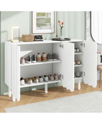 Storage Cabinet Shoe Cabinet with 5 Solid Wood Legs