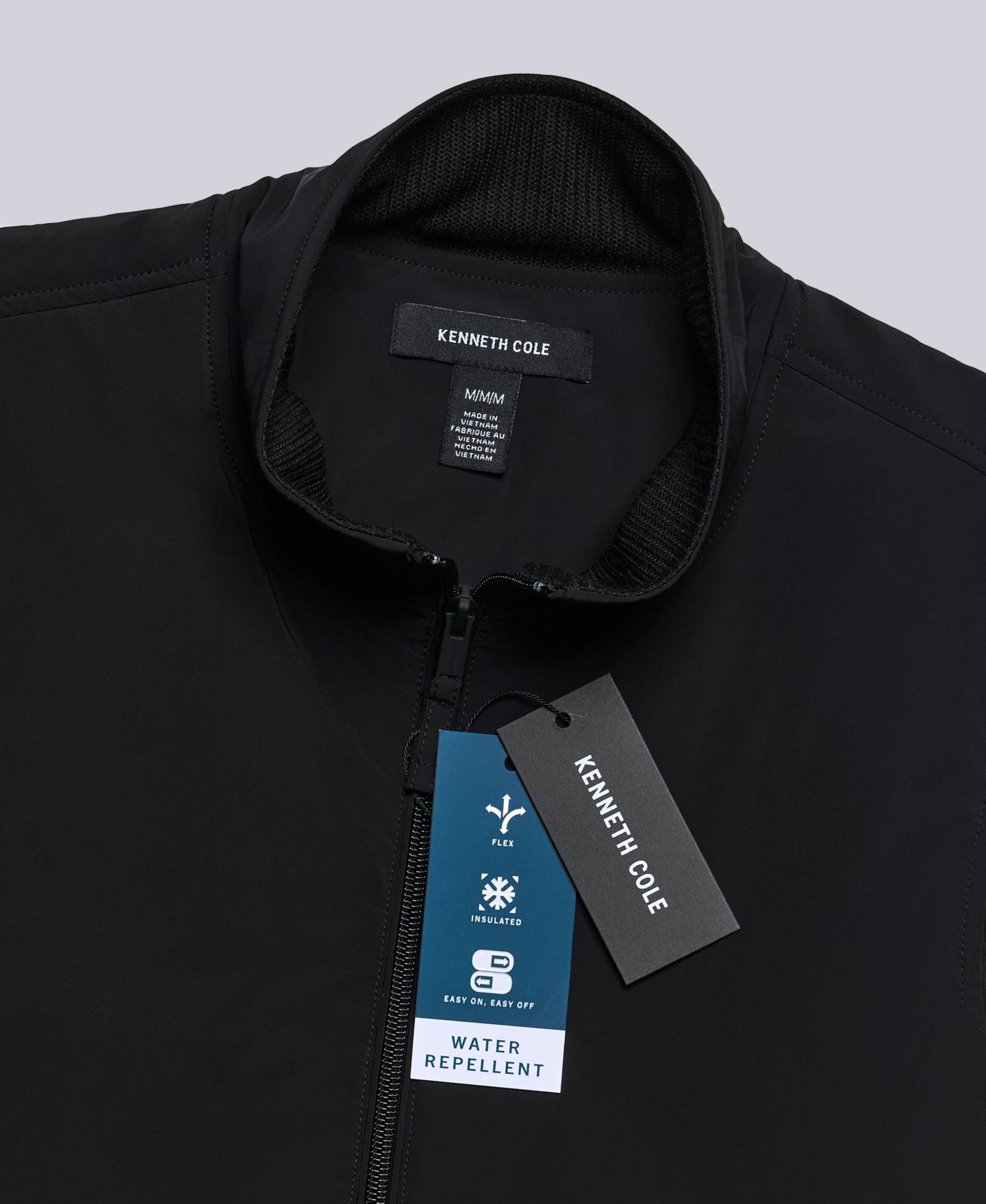 Мужской жилет Kenneth Cole Mixed Media Mock Neck Vest, цвет: Чёрный — фото 5