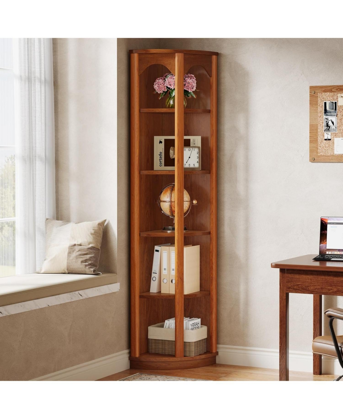 Tribesigns 5-Tier Corner Shelf, 67-Inch Tall Corner Kitchen Pantry with Unique Shape