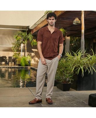 Men's Russet Brown Fluid-Knit Polo Shirt