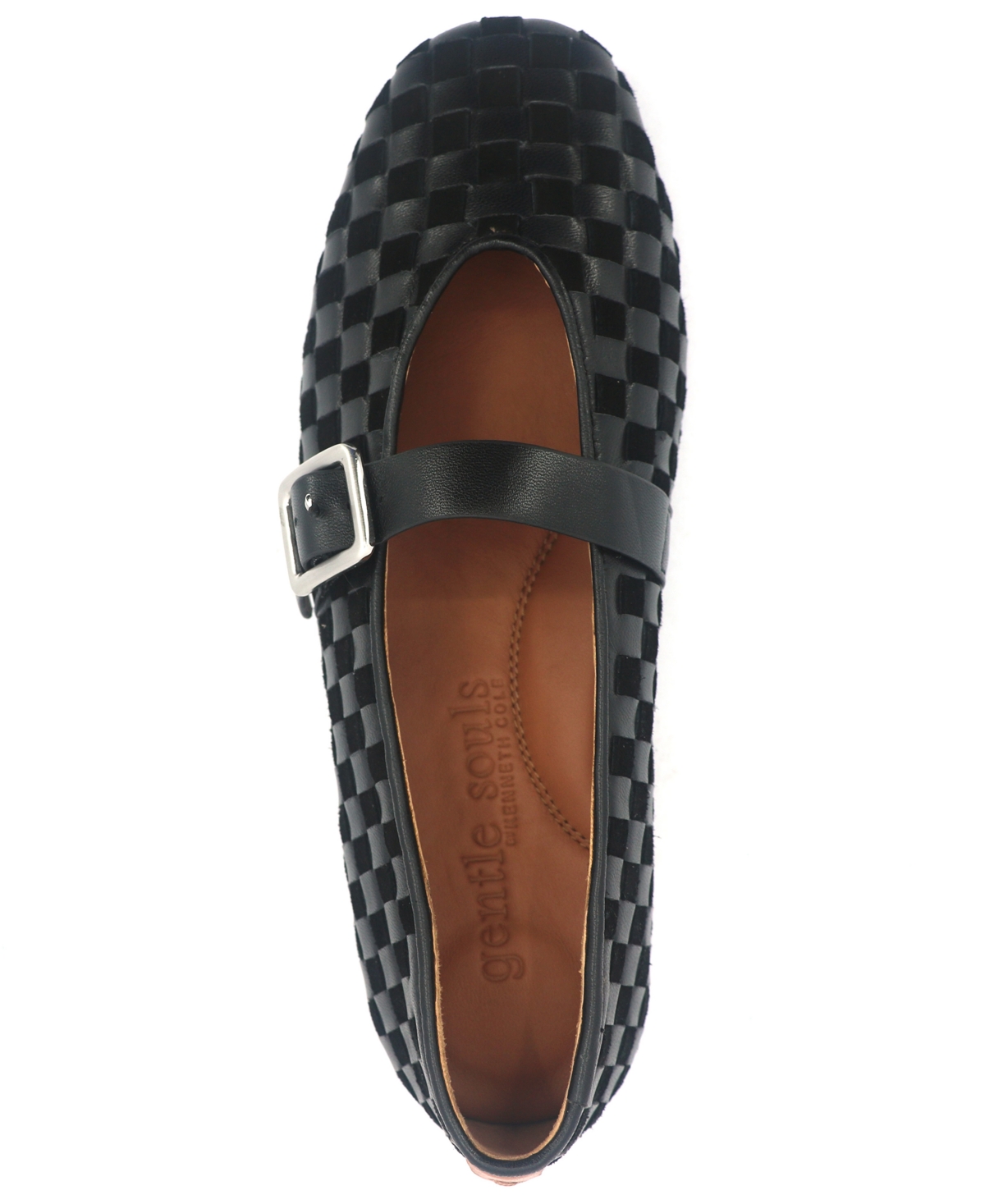 Gentle Souls Winifred Woven Mary Jane Flat In Black