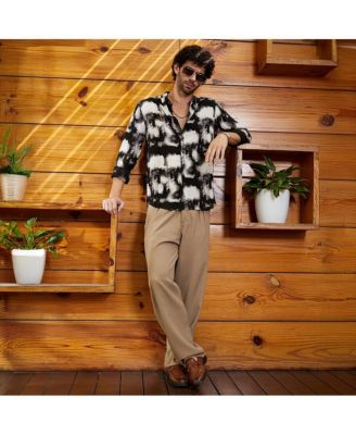 Men's Onyx Black Textured Brushwork Shirt