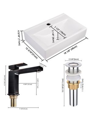 Wall Mount Ceramic Sink w/ Bathroom Square Single Handle Faucet ORB