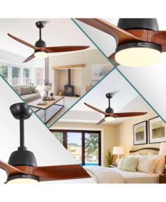 56-inch Modern 3 Solid Wood Blade Tri Color Dimming Light Six Speed Remote Control and Forward Reverse Function Ceiling Fan