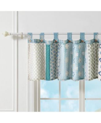 Thalia Stylized Florals and Geometric Prints Bohemian Ultimate Comfort Valance 84"x21" Blue