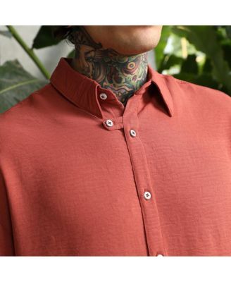 Men's Coral Orange Breezy Wrinked Shirt