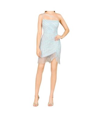 Women's One Shoulder Fringe Short Dress.