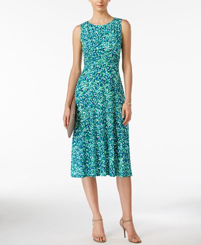 Jessica Howard Petite Sleeveless Printed Midi Dress - Dresses - Women ...