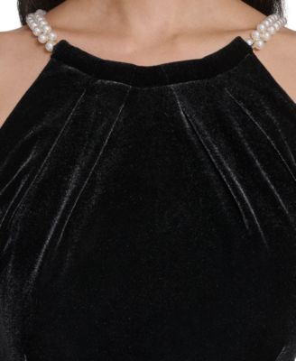 Women's Velvet Sleeveless Halter Neck Dress