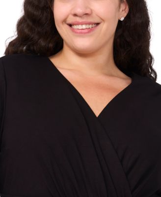 Plus Size Surplice Belted Maxi Dress