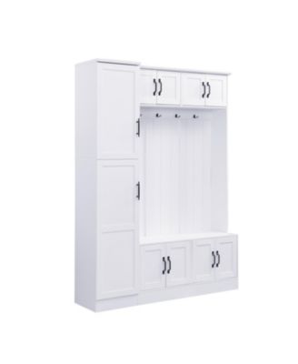 Modern Hall Tree with Shoe Storage, Bench, Hooks & Shelf