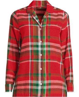 Women's Long Sleeve Print Flannel Pajama Top