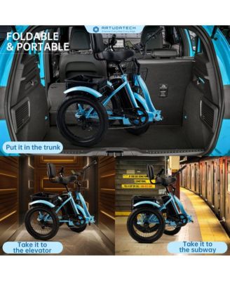 Electric Tricycle E-Trike with 525W Peak Motor, 7-Speed Gearing & 27-Mile Range for Heavy-Duty Cargo Transport