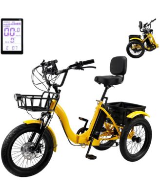 Electric Tricycle E-Trike with 525W Peak Motor, 7-Speed Gearing & 27-Mile Range for Heavy-Duty Cargo Transport