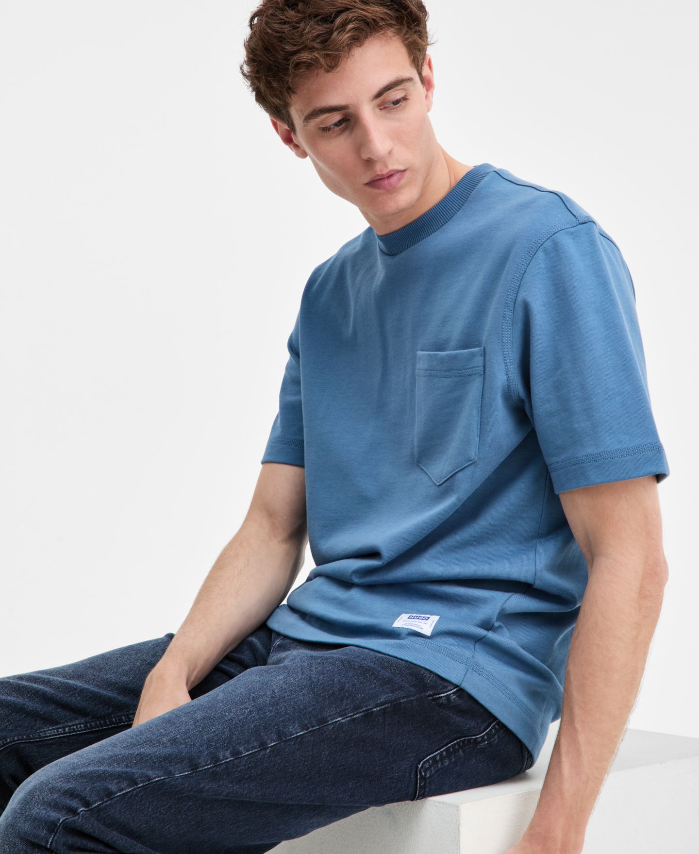 Мужская футболка Hugo Boss Nestite Cotton, цвет: Синий — фото 4