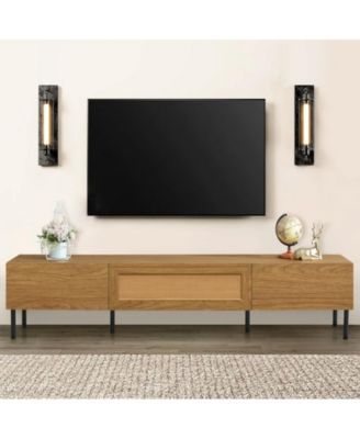 Storage Cabinet Modern Farmhouse Media TV Stand Console with Metal Legs