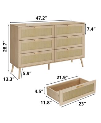Rattan Storage Cabinet with 6 Drawers