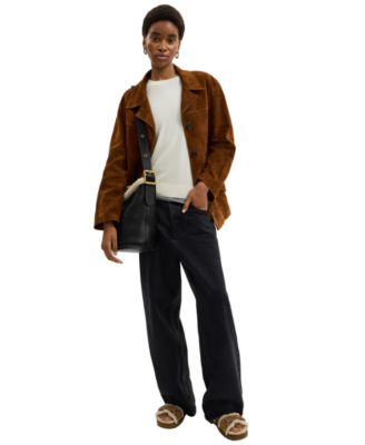 Bleecker Medium Shearling Trim Bucket Bag