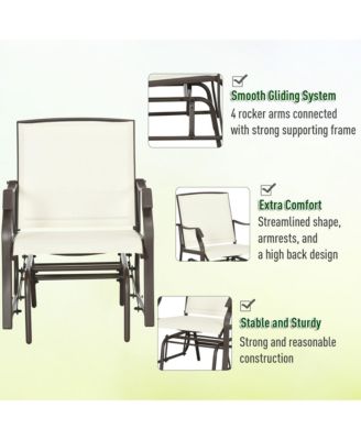 3 Piece Bistro Set with Outdoor Gliders, Glass Top Table,