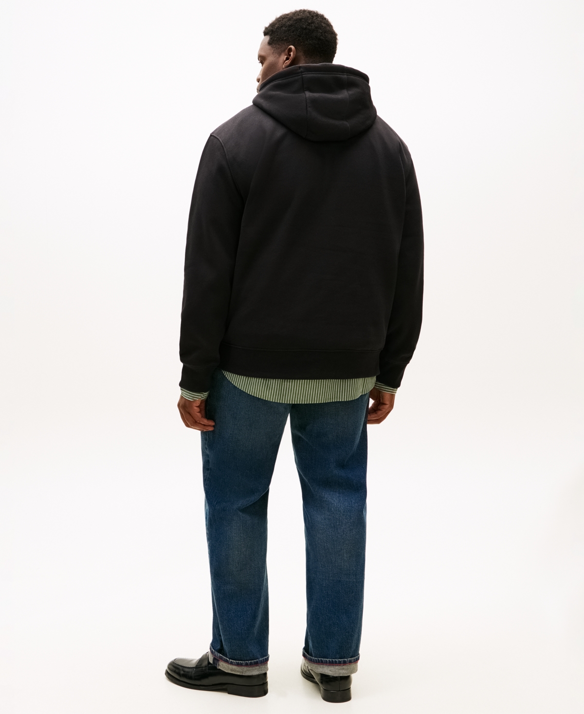 Tommy Hilfiger Men's Big & Tall Embroidered Flag Hooded Sweatshirt In Black