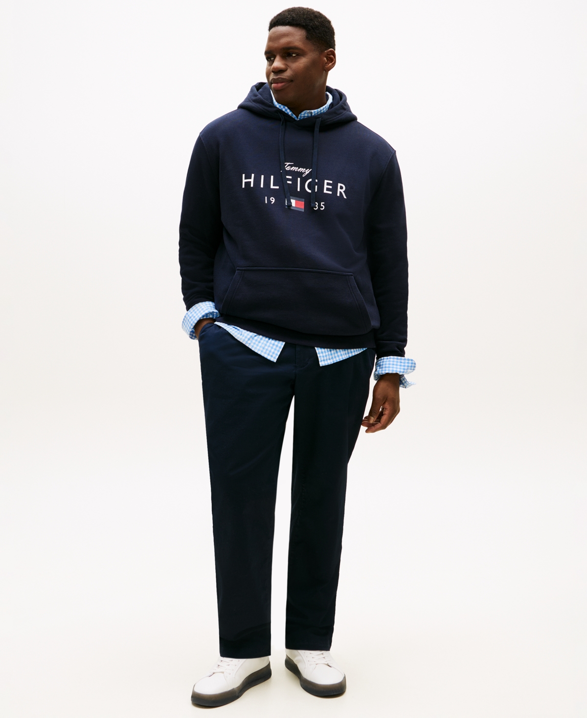 Tommy Hilfiger Men's Big & Tall Regular-fit Hooded Sweatshirt In Blue