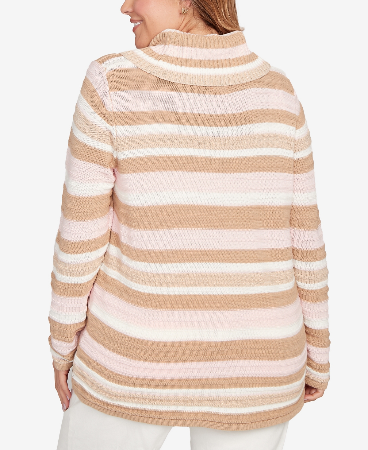 Hearts Of Palm Plus Metallic Striped Long Sleeve Sweater