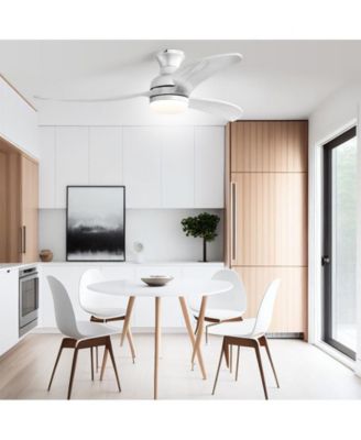 52-inch Modern Classic Silver 3-Blade Flush Mount with Intelligent Remote Control and Light