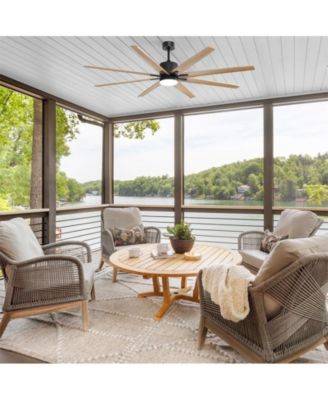 76-inch Modern and Simple Black 8-Blade Ceiling Fans with Remote Control and Lighting Kit