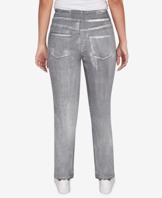 Petite Metallic Painted Pull On Jeans