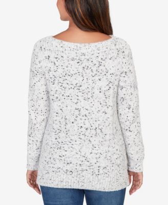 Petite Speckled Chenille Eyelash Boat Neck Sweater