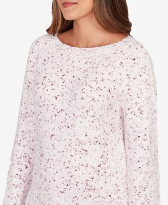 Petite Speckled Chenille Eyelash Boat Neck Sweater