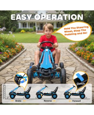 Go Kart for Kids, Pedal Go Cart with Adjustable Seat, EVA Wheels,