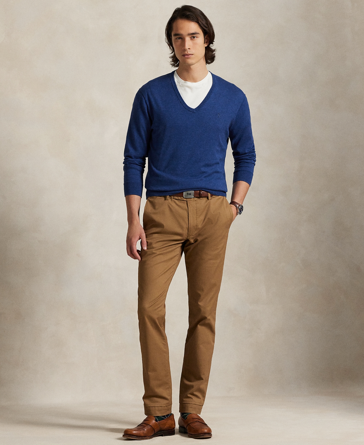 Polo Ralph Lauren Men's Cotton V-neck Sweater In Blue