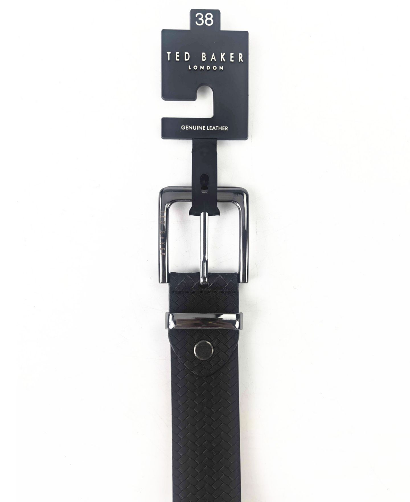 Мужской ремень Ted Baker Black Embossed Leather Belt, цвет: Чёрный — фото 4