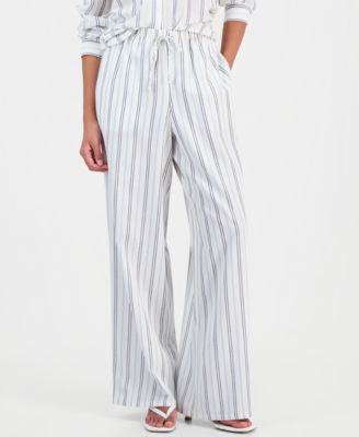 Juniors' Wide-Leg Linen-Blend Pants