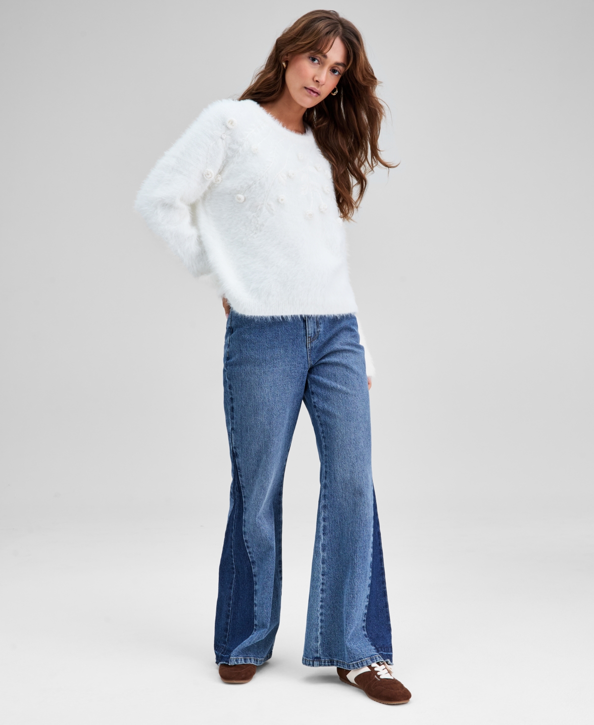 And Now This Petite Pieced Flare-leg Jeans, Macy's Exclusive In Blue