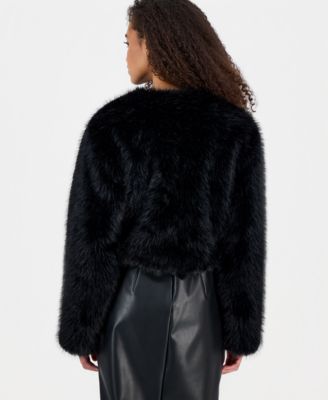 Faux Fur Women's Collarless Jacket