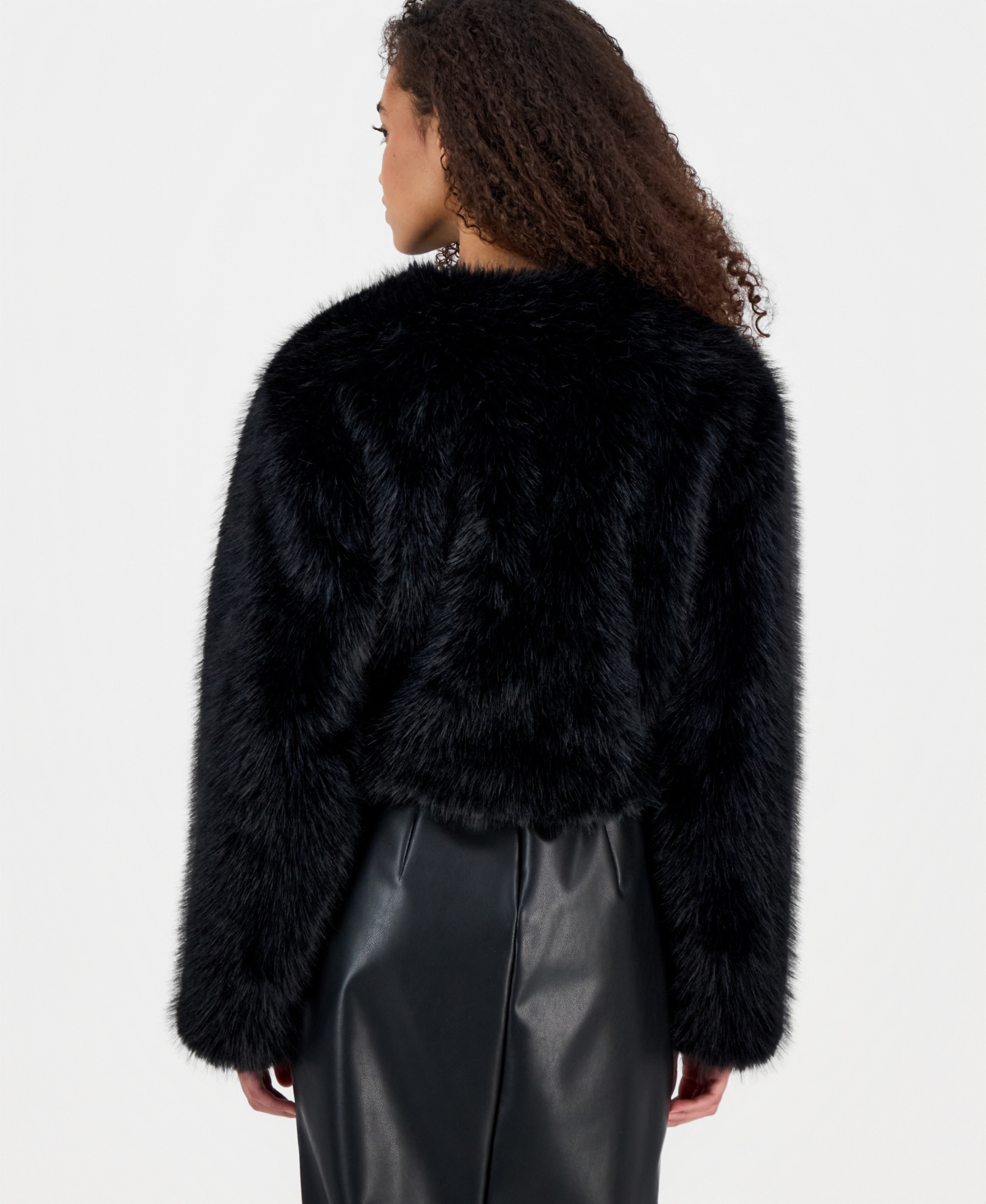 Blanknyc Faux Fur Women's Collarless Jacket In Black