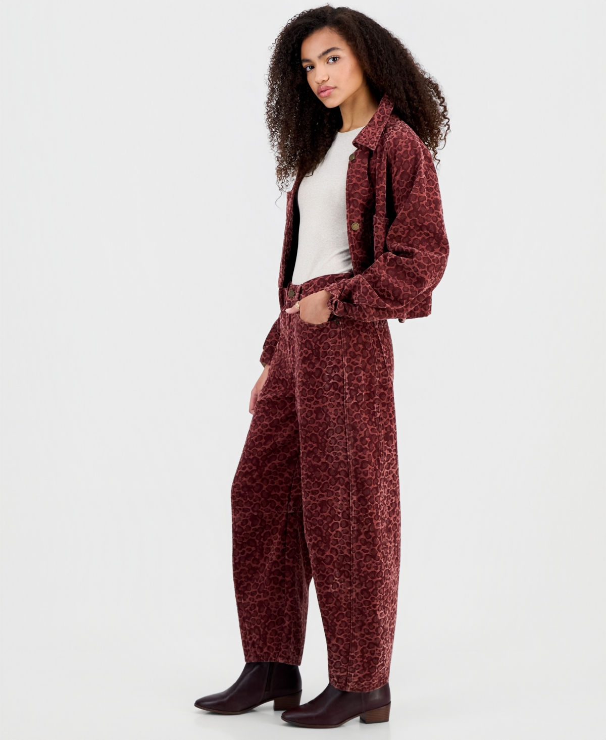 Blank Nyc Women's Animal Printed Flocked Barrel-Leg High Rise Jeans