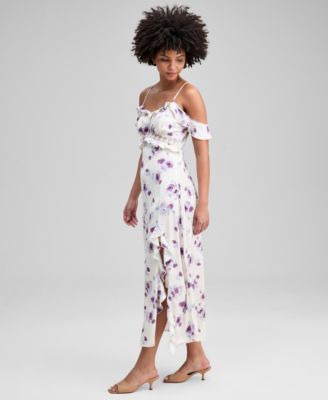 Petite Lace Inset Ruffle Slip Dress, Macy's Exclusive