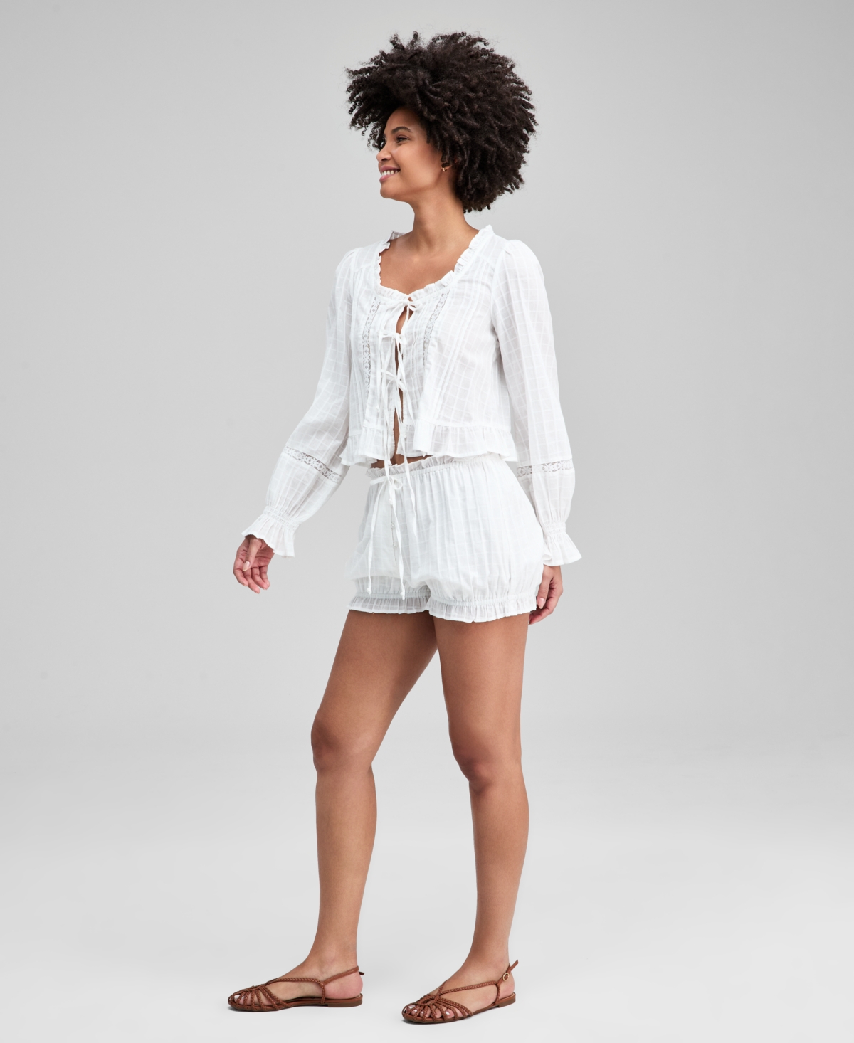 And Now This Women's Textured Ruffle-trim Bloomer Shorts, Macy's Exclusive In Multi