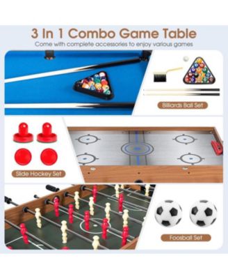 48 Inch 3-In-1 Multi Combo Game Table with Soccer for Game Rooms