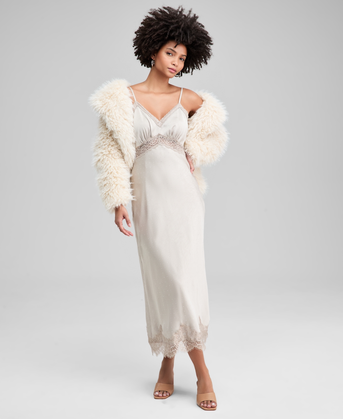 And Now This Women's Embellished Satin Slip Dress, Macy's Exclusive