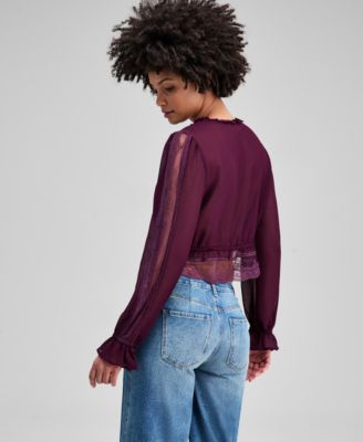 Women's Textured Sheer Blouse